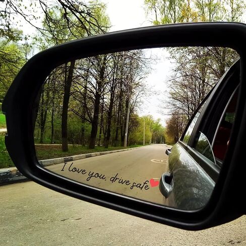 KATINAT 3X I Love You Drive Safe Mirror Sticker, Car Stickers for Women, Automotive Decals, Rear View Mirror Sticker, Stocking Stuffers for Women, Men, I Love You Gifts (ILUDS Black) in Kuwait