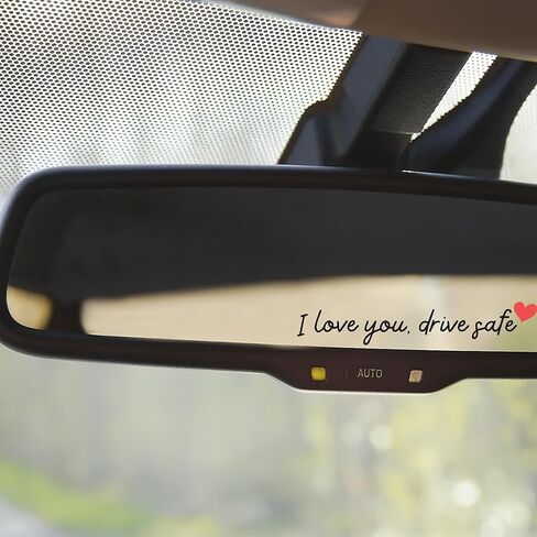 KATINAT 3X I Love You Drive Safe Mirror Sticker, Car Stickers for Women, Automotive Decals, Rear View Mirror Sticker, Stocking Stuffers for Women, Men, I Love You Gifts (ILUDS Black) in Kuwait