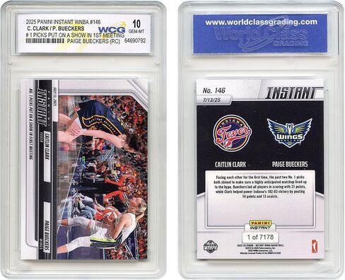 2025 Panini WNBA Caitlin Clark & ​​Paige BUECKERS # 1 يختار بطاقة مبتدئ مزدوج # 146 - متدرج GEM Mint 10 in Kuwait