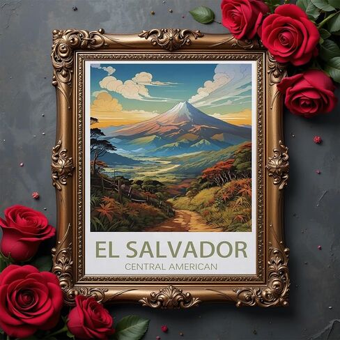 QACEYID Paint by Numbers, El Salvador Vintage Travel Poster, Oil Painting by Numbers Kits for Beginners 16x20in in Kuwait