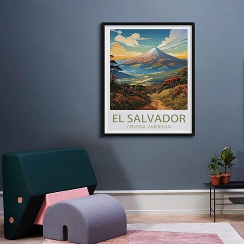 QACEYID Paint by Numbers, El Salvador Vintage Travel Poster, Oil Painting by Numbers Kits for Beginners 16x20in in Kuwait