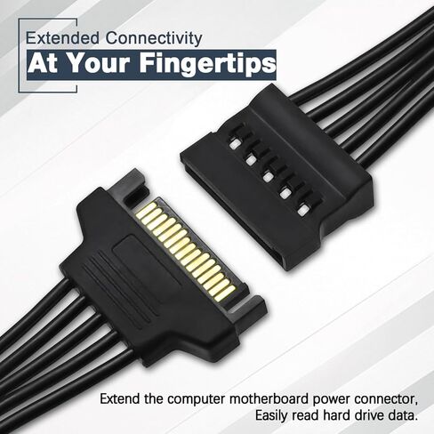 COMeap 15 Pin SATA Power Extension Cable Male to Female Braided Adapter Black 24-inch(60CM) in Saudi Arabia