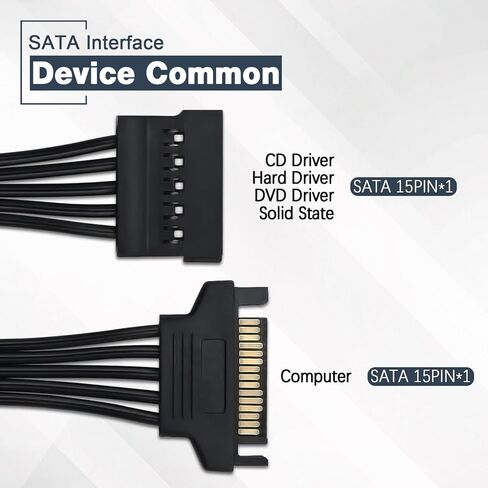 COMeap 15 Pin SATA Power Extension Cable Male to Female Braided Adapter Black 24-inch(60CM) in Saudi Arabia