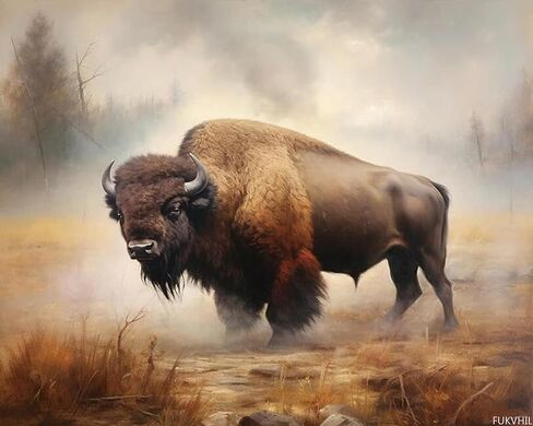 FUKVHIL Paint by Numbers for Adult American Bison Buffalo Animal DIY Canvas Oil Painting Kit for Adults with Paintbrushes Acrylic Pigment Drawing Paintwork 16x20inch in Kuwait