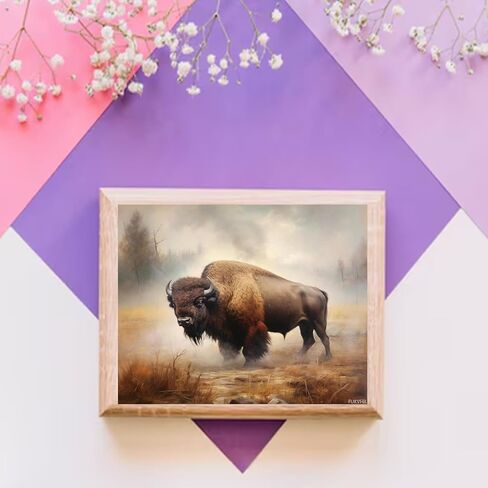 FUKVHIL Paint by Numbers for Adult American Bison Buffalo Animal DIY Canvas Oil Painting Kit for Adults with Paintbrushes Acrylic Pigment Drawing Paintwork 16x20inch in Kuwait
