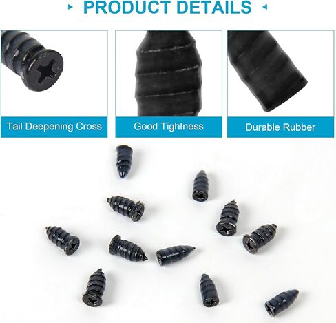 100 PCS Tire Repair Rubber Nail, Vacuum Tire Repair Kits Spiral Rubber Screws, Fast Self-Service Tool for Car, Truck, Motorcycle, Tractor Tire Puncture Repair, with Storage Box and Screwdriver in Saudi Arabia