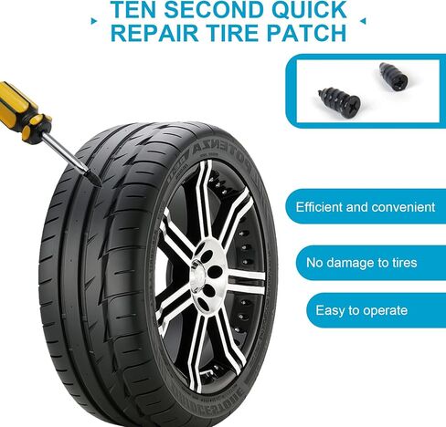 100 PCS Tire Repair Rubber Nail, Vacuum Tire Repair Kits Spiral Rubber Screws, Fast Self-Service Tool for Car, Truck, Motorcycle, Tractor Tire Puncture Repair, with Storage Box and Screwdriver in Saudi Arabia