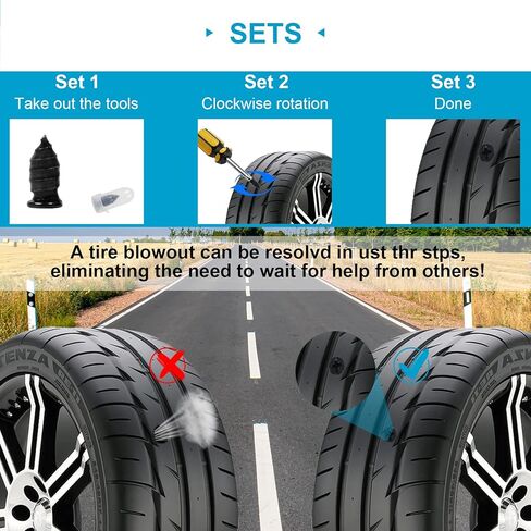 100 PCS Tire Repair Rubber Nail, Vacuum Tire Repair Kits Spiral Rubber Screws, Fast Self-Service Tool for Car, Truck, Motorcycle, Tractor Tire Puncture Repair, with Storage Box and Screwdriver in Saudi Arabia