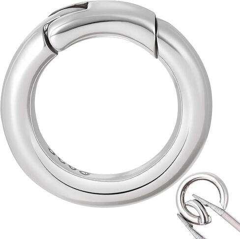 Pndeyo 925 Sterling Silver Round Jewelry Clasps, Hypoallergenic Necklace Enhancer Shortener, Spring Bail Clasp Rings Connector Clips for Bracelet Anklet Jewelry Making in Kuwait
