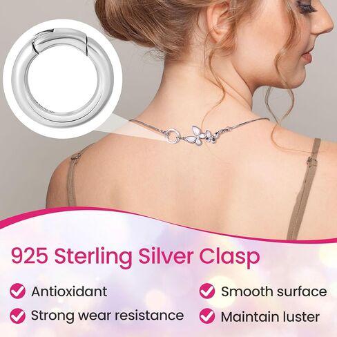 Pndeyo 925 Sterling Silver Round Jewelry Clasps, Hypoallergenic Necklace Enhancer Shortener, Spring Bail Clasp Rings Connector Clips for Bracelet Anklet Jewelry Making in Kuwait
