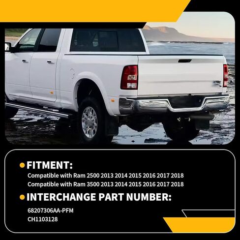 Rear Bumper Assembly Compatible with Ram 2500 3500 2013-2018 without Park Sensor Holes Chrome Back Bumper 68207306AA-PFM CH1103128 in Kuwait