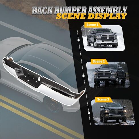 Rear Bumper Assembly Compatible with Ram 2500 3500 2013-2018 without Park Sensor Holes Chrome Back Bumper 68207306AA-PFM CH1103128 in Kuwait