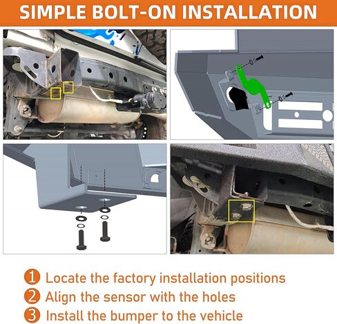 Hooke Road 21-26 Bronco Rear Bumper for 2021-2026 Ford Bronco(Exclude Bronco Sport & Raptor), Offroad Heavy Duty Steel Back Bumper with 2×18W LED Lights, Sensor Holes in Kuwait