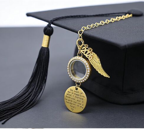2026 Graduation Tassel Photo Charm Graduation Memorial Tassel Charm Photo Fram with in Loving Memory Card 2026 Graduation Gifts Personalized Memorial Tassel with Angel Wings (Gold) in Saudi Arabia