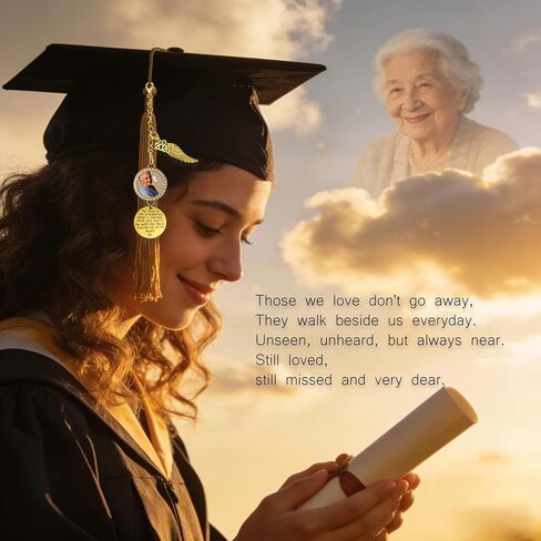 2026 Graduation Tassel Photo Charm Graduation Memorial Tassel Charm Photo Fram with in Loving Memory Card 2026 Graduation Gifts Personalized Memorial Tassel with Angel Wings (Gold) in Saudi Arabia