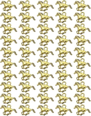 Shapenty Mini Metal Running Horse Pendant Charms Beads Bulk for Earring Bracelet Necklace Keychain Jewelry Making Craft Project Christmas Wedding Ornaments Decoration, 50PCS in Kuwait