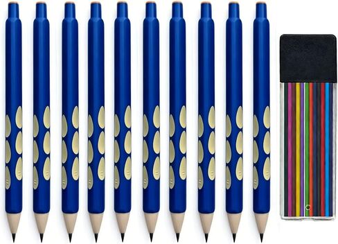 10 Pcs 2.0mm Mechanical Pencils Thick Lead Pencils Retractable Pencils with 12 Matching Colored Refills for Writing, Drawing, Doodling, Sketching at School Office Home in Saudi Arabia