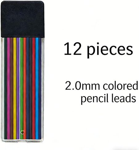 10 Pcs 2.0mm Mechanical Pencils Thick Lead Pencils Retractable Pencils with 12 Matching Colored Refills for Writing, Drawing, Doodling, Sketching at School Office Home in Saudi Arabia