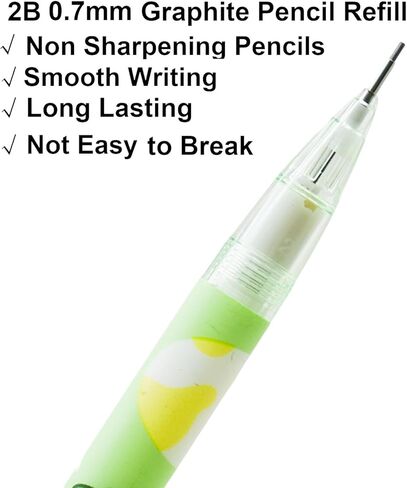 Maydahui 12 Pcs Cute 0.7mm 2B Dinosaur Mechanical Pencils With Eraser and 100 Pcs Lead Refills Dino Auto Pencils For Drawing Writing Sketching Stationery Supplies in Kuwait