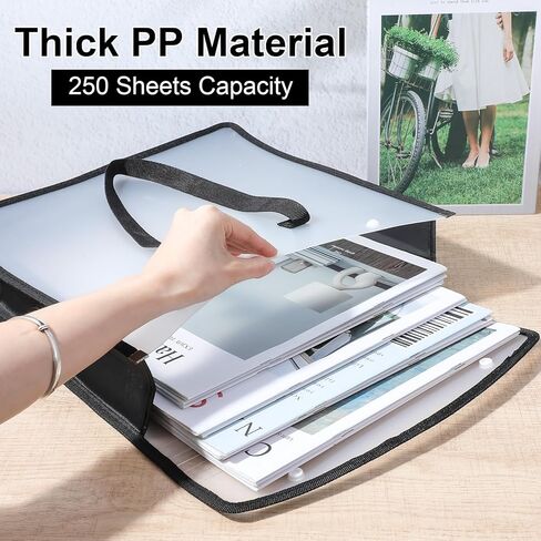4 Pack Expandable Scrapbook Paper Organizer, Black Paper Folio with Handle for 12x12 inch Sheets, Button Closure Storage in Kuwait