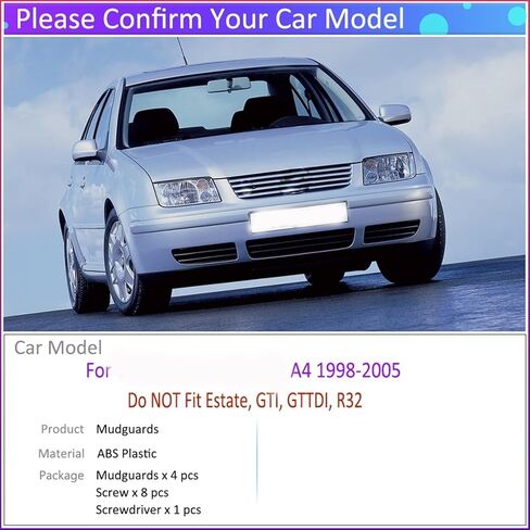 4 PCS Car MudFlaps Mudguard Splash Guards Fender Auto Accessories for VW for Jetta 1998 1999 2000 2001 2002 2003 2004 2005 A4 MK4 1J Mud Flaps in Kuwait