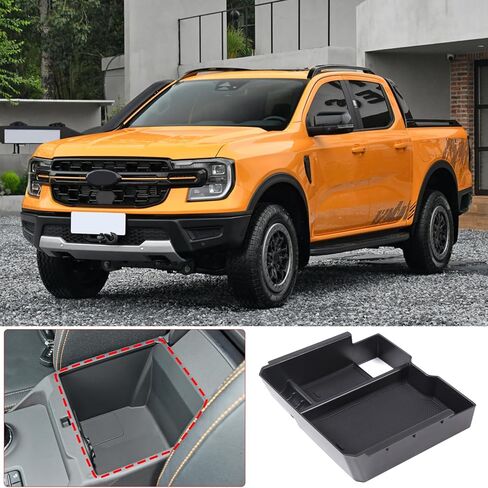 صينية صندوق تخزين وحدة التحكم المركزية من PIUGILH تناسب ملحقات Ford Ranger/Everest 2023، صندوق تخزين مسند ذراع ABS، صينية منظم وحدة التحكم المركزية (إصدار فرامل اليد الكهربائية) in Kuwait