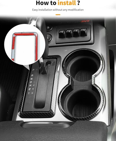 Central Control Gear Shift Cup Holder Panel Trim Cover Compatible with Ford F150 Raptor 2009-2014 Carbon Fiber Interior Accessories in Kuwait