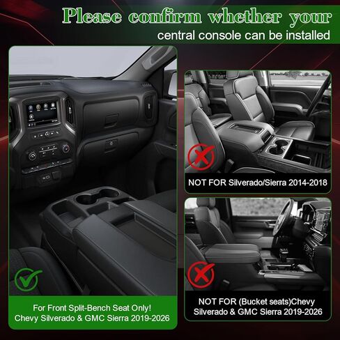 Center Console Hanging Organizer Box for 2019-2026 Chevy Silverado/GMC Sierra 1500 & 2020-2026 Silverado/Sierra 2500HD 3500HD Interior (Split-Bench Folding Seat Only) in Saudi Arabia