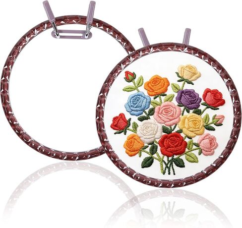 2 Pack 6 Inch Adjustable Embroidery Hoops, Metal Spring Tension Cross Stitch Hoops, Plastic & Metal Sewing Hoops for DIY Crafts, Embroidery & Home Decor (Purple) in Saudi Arabia
