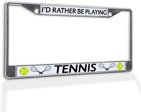Fastasticdeals Metal Insert License Plate Frame I'd Rather Be Playing Tennis C Weatherproof Car Accessories Chrome 2 Holes Solid Insert in Kuwait