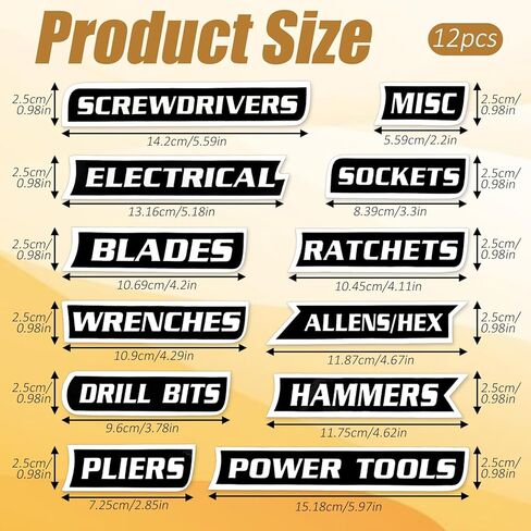 12 Pcs Magnet Tool Box Labels General Tool Box Organize Accessories Reusable Toolbox Labels Magnet Toolbox Tags for Steel Toolboxes Carts Drawers Cabinets in Saudi Arabia