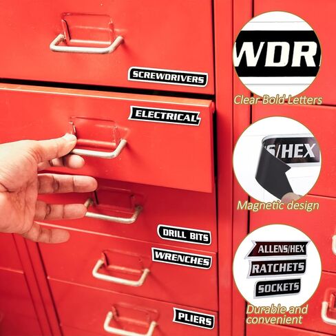 12 Pcs Magnet Tool Box Labels General Tool Box Organize Accessories Reusable Toolbox Labels Magnet Toolbox Tags for Steel Toolboxes Carts Drawers Cabinets in Saudi Arabia