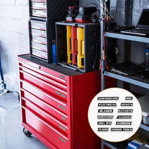12 Pcs Magnet Tool Box Labels General Tool Box Organize Accessories Reusable Toolbox Labels Magnet Toolbox Tags for Steel Toolboxes Carts Drawers Cabinets in Saudi Arabia
