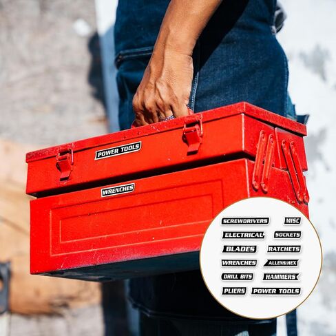 12 Pcs Magnet Tool Box Labels General Tool Box Organize Accessories Reusable Toolbox Labels Magnet Toolbox Tags for Steel Toolboxes Carts Drawers Cabinets in Saudi Arabia