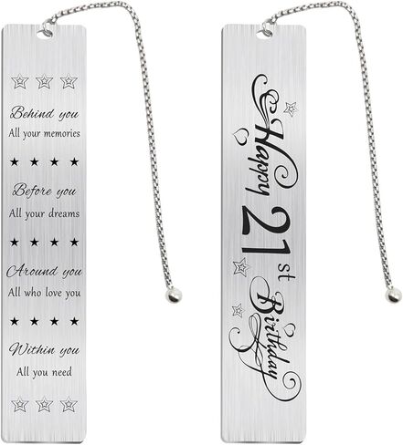 Jzxwan Happy 21st Birthday Gifts for Her Him, 21 Year Old Birthday Bookmark Gift for Men Women, Twenty First Birthday Presents Decorations for Girls Boys in Kuwait