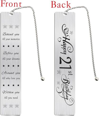Jzxwan Happy 21st Birthday Gifts for Her Him, 21 Year Old Birthday Bookmark Gift for Men Women, Twenty First Birthday Presents Decorations for Girls Boys in Kuwait