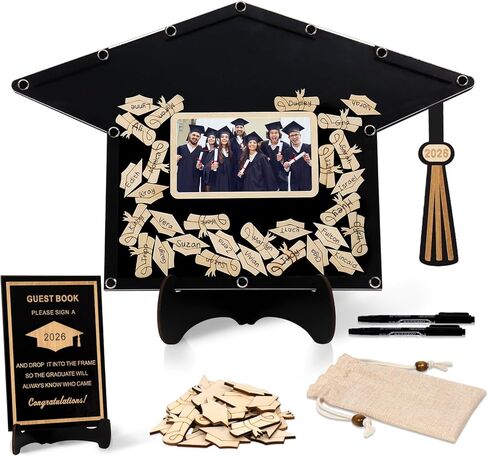 2026 Graduation Guest Book Alternative, Black Happy Graduation Party Decorations, Class of 2026 Congrats Graduates Signature Guestbook Gifts for College High School Students Friends Men Women in Saudi Arabia