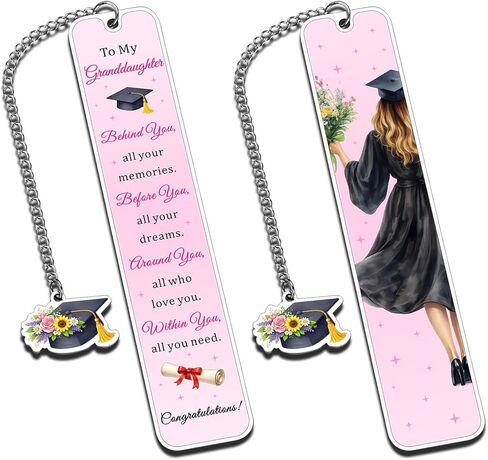 Graduation Gifts for Granddaughter 2026 - Granddaughter Graduation Gifts from Grandma Grandpa 5th 8th Grade Graduations Gift for Girls College Graduations Gift for Women Pink Bookmark 1PCS 2-Sides in Saudi Arabia