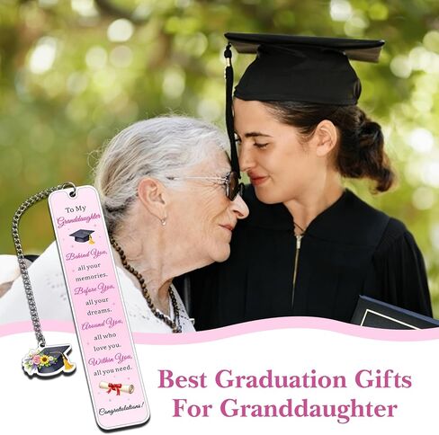 Graduation Gifts for Granddaughter 2026 - Granddaughter Graduation Gifts from Grandma Grandpa 5th 8th Grade Graduations Gift for Girls College Graduations Gift for Women Pink Bookmark 1PCS 2-Sides in Saudi Arabia