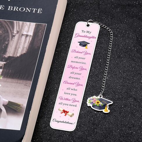 Graduation Gifts for Granddaughter 2026 - Granddaughter Graduation Gifts from Grandma Grandpa 5th 8th Grade Graduations Gift for Girls College Graduations Gift for Women Pink Bookmark 1PCS 2-Sides in Saudi Arabia