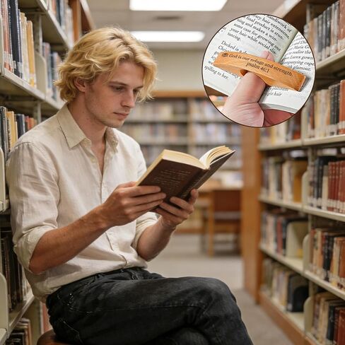 مشبك كتاب الإبهام الخشبي - حامل صفحة للإبهام، حامل صفحات الكتاب للقراءة، مشبك بيد واحدة، خفيف الوزن ومريح، هدايا لمحبي الكتب، مثالي للمعلمين والطلاب in Kuwait