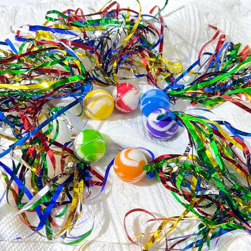 40 Pcs Comet Balls Rubber Bouncy Balls Bulk with Colorful Streamers for Birthday Party Favors Pinata Goodie Bag Stuffers in Saudi Arabia