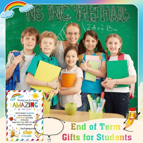 HOWAF End of School Year Gifts for Students - 30 Pack End of the Term Card with Star Bracelets, Thank You for Being Amazing Gifts for School Leavers, Graduation Favors for Kids Boys Girls in Kuwait