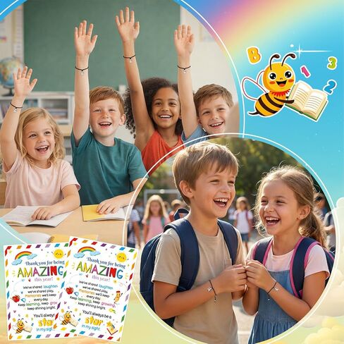 HOWAF End of School Year Gifts for Students - 30 Pack End of the Term Card with Star Bracelets, Thank You for Being Amazing Gifts for School Leavers, Graduation Favors for Kids Boys Girls in Kuwait