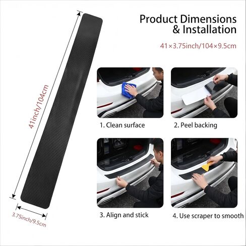 Car Rear Bumper Protector, Anti-Scratch Rear Bumper Protector Guard, 41×3.75In Door Sill Protection Strip Sticker, Universal Carbon Fiber Trunk Exterior Accessories, for Car, Truck, SUV in Saudi Arabia