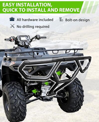 المصد الخلفي لملحقات Polaris Sportsman 450 570 2021-2026، واقي الفرشاة الخلفي الفولاذي المصد الخلفي لحماية المصد الخلفي لـ Polaris Sportsman 450 570، استبدال #2884847 in Kuwait