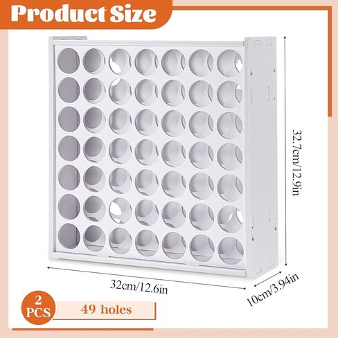 KongTiva 2 Pcs 49 Holes Acrylic Paint Organizer, Vertical Craft Paint Storage Organizer Wall-Mounted Paint Storage Rack Stand for 2oz Craft Paints in Saudi Arabia