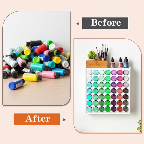 KongTiva 2 Pcs 49 Holes Acrylic Paint Organizer, Vertical Craft Paint Storage Organizer Wall-Mounted Paint Storage Rack Stand for 2oz Craft Paints in Saudi Arabia