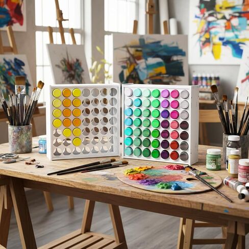 KongTiva 2 Pcs 49 Holes Acrylic Paint Organizer, Vertical Craft Paint Storage Organizer Wall-Mounted Paint Storage Rack Stand for 2oz Craft Paints in Saudi Arabia