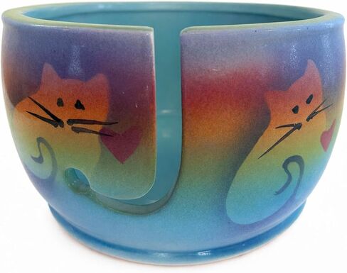 Kitty Cat Yarn Bowl by Award-Winning Artist Judith Stiles. HANDMADE in USA (Cape Cod). Pottery Knitting & Crochet, Handmade Durable Pottery. Gift for Knitters, Cat Lovers and Animal Lovers. in Saudi Arabia